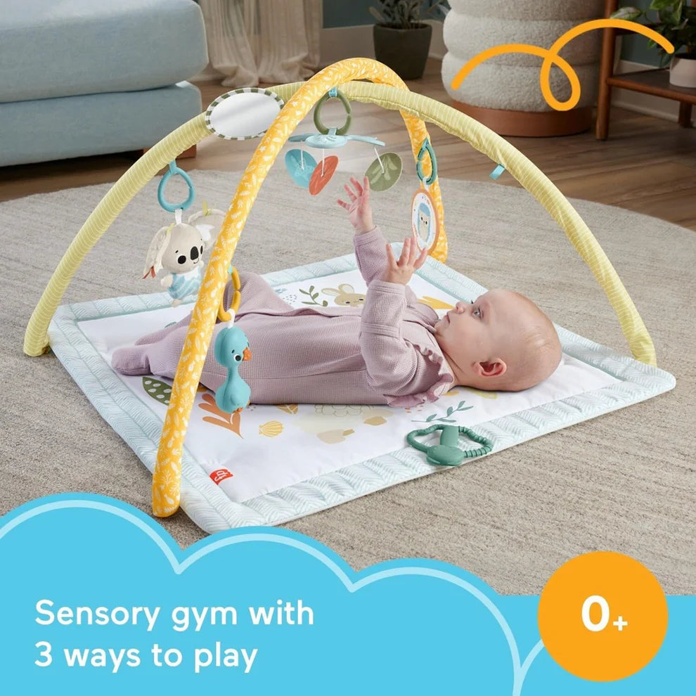 Fisher-Price Simply Senses Newborn Sensory Gym – Baby Activity Mat with 6 Toys