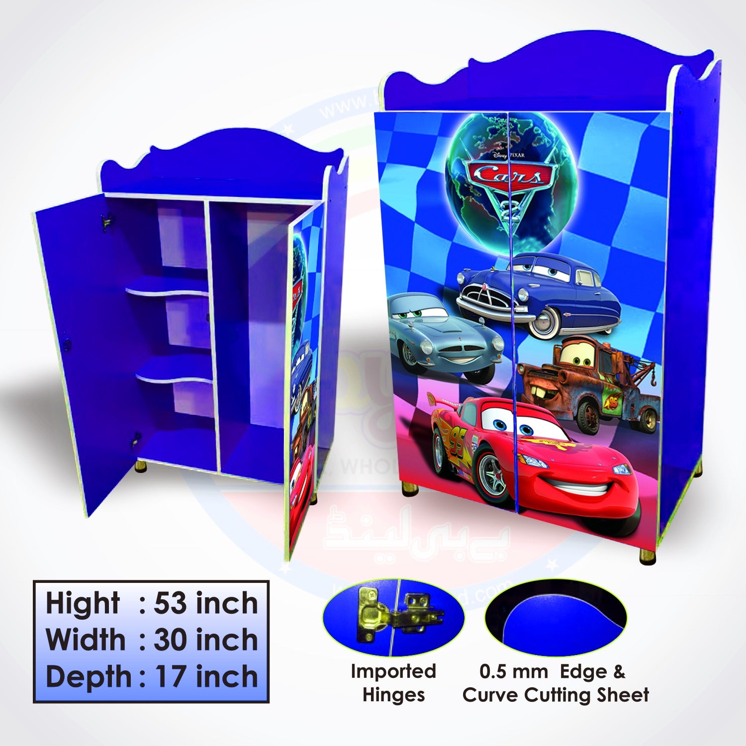 Disney Cars Kids Wardrobe with Spacious Shelving | Vibecart Exclusive
