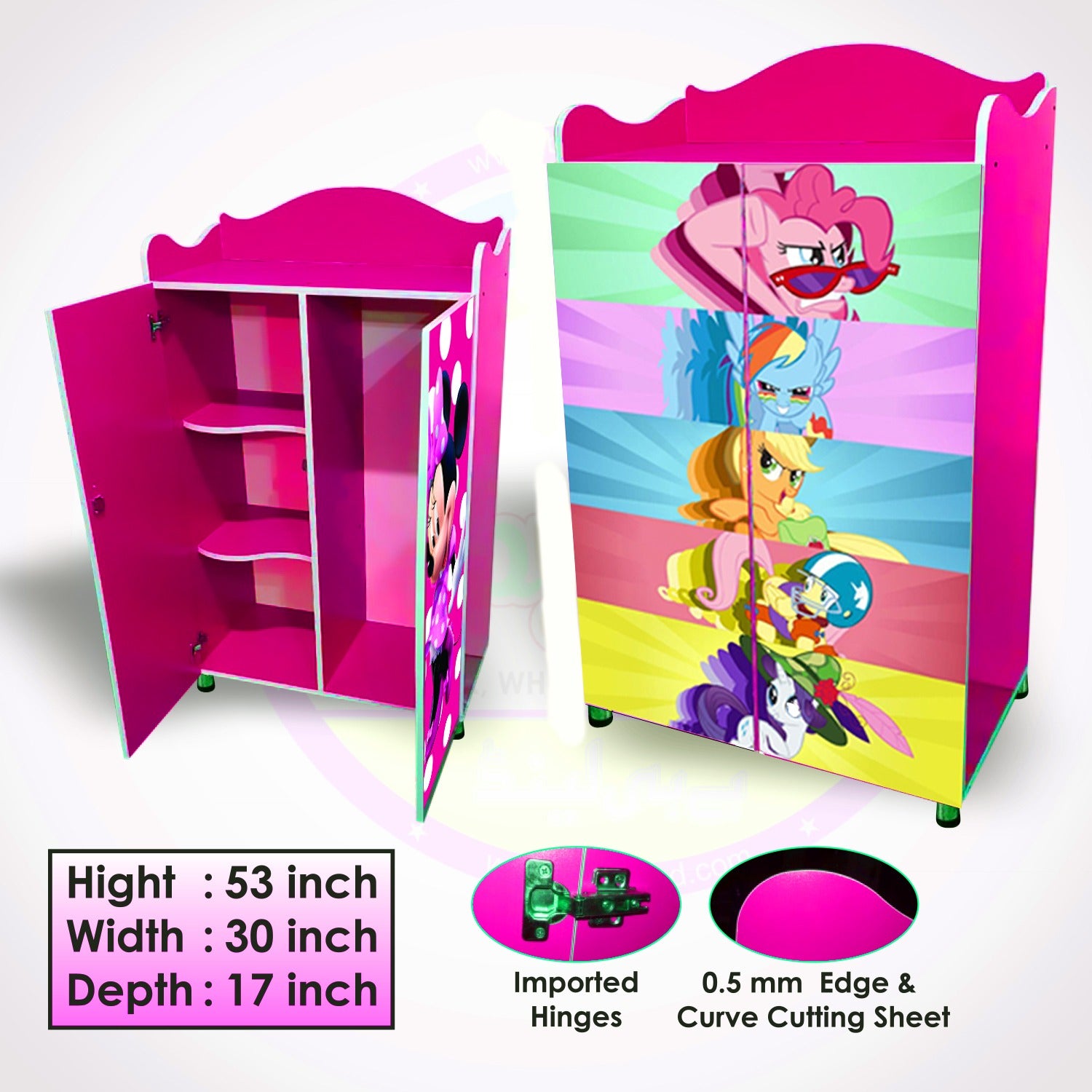 "Vibecart My Little Pony Kids Wardrobe – Vibrant Design with Spacious Storage"
