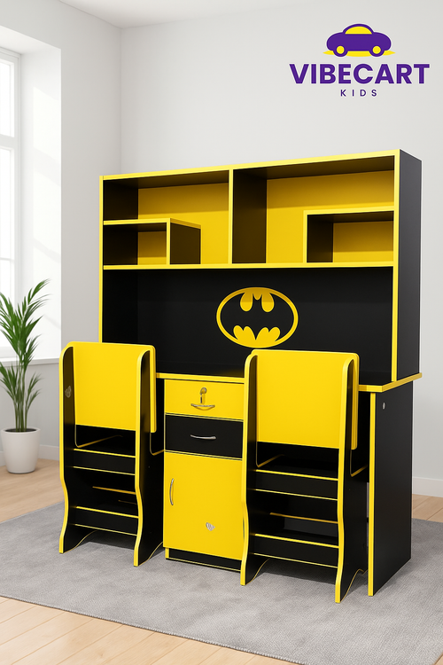 Batman-Themed Kids Study Table with Dual Chairs – Vibecart Exclusive